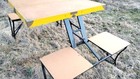 Vintage Handy Table Chair Fold Out Portable Folding Picnic Suitcase Rv Camping