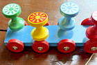 Brio Sweden Wooden Pull Child Toy Antique Bright Paint Red Yellow Blue Green