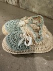 Vintage Crochet Baby Booties Shoes Blue   White Doll