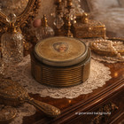 Vintage Glass Vanity Jar Portrait Lid Antique Powder Box