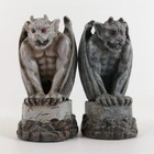 Gargoyle Figures Figurines Statues Mini Decor Red Eyes Gray Tan 2 25 Inch  2 Pc 
