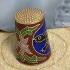 Vintage Chinese Cloisonne Enameled Thimble Turtle Design Brass-tone