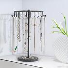 Rotating Jewelry Tree Organizer Black Metal Necklace Tower Display Stand Holder