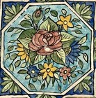 Hand Painted Glazed Persian Tile Floral Haft Rang Islamic Star Wall Art -11   x11   