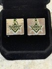 Free Mason Masonic Cuff Link Set Silver Tone New In Gift Box
