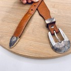 Vintage Silver Creek Conch Belt Womens 34 Brown Full Grain Leather Western Usa