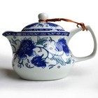 Yxhupot Teapot 15oz Blue White Porcelain China Stainless Steel Infuser Flower   