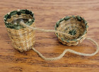 Vintage Sweet Grass Miniature Woven Basket   Sewing Thimble Case With Lid