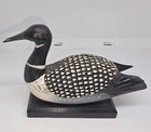Hand Carved And Painted  Loon Bird-  7  X 4  3 4  Signed