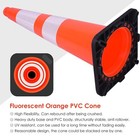 12 18 28 36  Orange Pvc Traffic Cone Reflective Collar Black Base Safety Cone