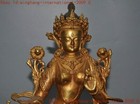 11 tibetan Buddhism Tantra Bronze Gilt Green Tara Kwan-yin Guanyin Buddha Statue