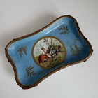 Antique French Sevres Style Ormolu Footed Pin Tray Calling Card Dish France