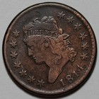 1814 Classic Head Large Cent - Plain 4 - Bearded Liberty  s-295 