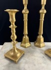 Lot Of 4 Brass Candlestick Holders 10    12    Tall Vintage