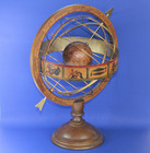 Vtg Ptolemaic Armillary Sphere Zodiac Italian 20th Century Brass Wood Large 18 