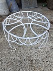 Vintage White Metal Ornate Plant Stand Retro Mid-century Modern 14  Tall