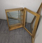 Vintage Rustic Country Wood   Glass Wall Hanging Curio Cabinet Shelf E35