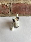 Vintage Porcelain Ceramic White Terrier Brown   Black Spotted Dog Figurine 2 5   l