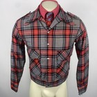 Farah Jacket Mens Leisure Suit Coat Poly Rayon Disco Gaucho Plaid Vtg 60s 70s 42