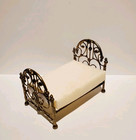 Half Scale 1 24 Dollhouse Artisan Crafted Ornate Wire Brass Bed With Mattress 