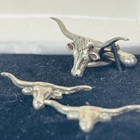 Max Lang Sterling Silver Long Horn Bull Steer Cufflinks And Button Covers