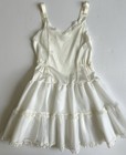 Vtg Her Majesty Tiered Slip Dress Petticoat Tulle Rosette Ivory White Girls 8
