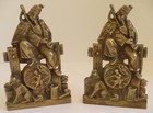 Vintage Brass Scottish Bagpiper Bookends_rare_hard To Find