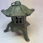 Vintage Japanese Cast Iron Pagoda Garden Lantern Hanging Candle Holder Patina