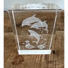 3d Etched Dolphin Glass Paperweight Cottagecore Coastal Home Decor