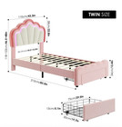 Twin Size Bed Frame Pink Petal Led Toddler Kid Girl Bedroom Cama Para Ni  a
