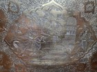 Vintage Brass Hand -chased  Hammered Islamic persian Serving Tray