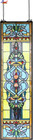 Large 35 Inch Blue Victorian Stained Glass Window Panels Hanging Transom Window