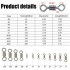 50pcs Rolling Barrel Swivel 42-330lb Fishing Swivels Solid Ring  1- 8 1 0-6 0