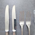 Christofle Perles Table Knife Fork Spoon 6pcs Flatware Silverplated Excellent