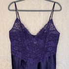 Vintage Purple Semi Sheer Bias Cut Lace Mini Slip Dress Size X Large 42 Bust