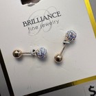 Brilliance Fine Jewelry 10k Gold Crystal Ball Screw Back Stud Earrings