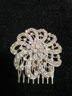 Vintage Large Silver Tone Rhinestone Hair Comb Bridal Wedding Hair Accessory