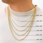 10k Yellow Gold 1mm-4mm Light Diamond Cut Rope Chain Necklace Men Women