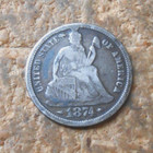 1874 Seated Liberty Silver Dime Made Into A Love Token With Initials Free Ship