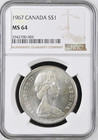  1967 S1  Goose Dollar Elizabeth Ii Canada Ngc Ms64 Rarity R5 Highest Grades