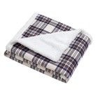 Reversible Sherpa Fleece Blanket edgewood Plaid Khaki Dorm Soft