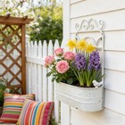 Vintage Rustic Wall Planter Distressed Decor Iron Hanging Plant Basket Shabby   