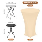 2pcs Round Cocktail Tablecloth 32  X 43   Highboy Spandex Table Cover  Champagne