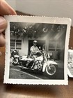 1957 Original Snapshot Photo Of Policeman Police Officer On Motorcycle Harley  