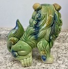   2 Vintage Glazed Ceramic Chinese Foo Dogs Guardian Lions 8 5    Tall Pair Set