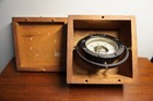 Vintage Gimballed Maritime Nautical Ship Compass In Antique Wooden Case