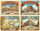 Retro Style Hotel Luggage Label Stickers  4 Labels On 1 Cut   Peel Sheet  1421