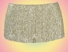 Silver Glass Beaded Belly Dance Fringe 40  X 8  40  X 4 