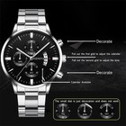 Men Watch Luxury Date Stainless Steel Band Analog Quartz Round Dial Wristwatch