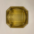 Vtg Ashtray Square Heavy Amber Glass Cigar Cigarette 8 Inch Mcm Art Deco 4 Slot